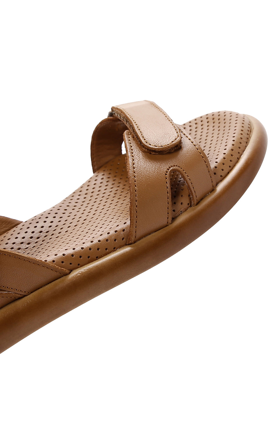Kadın Taba Bantlı Deri Comfort Sandalet