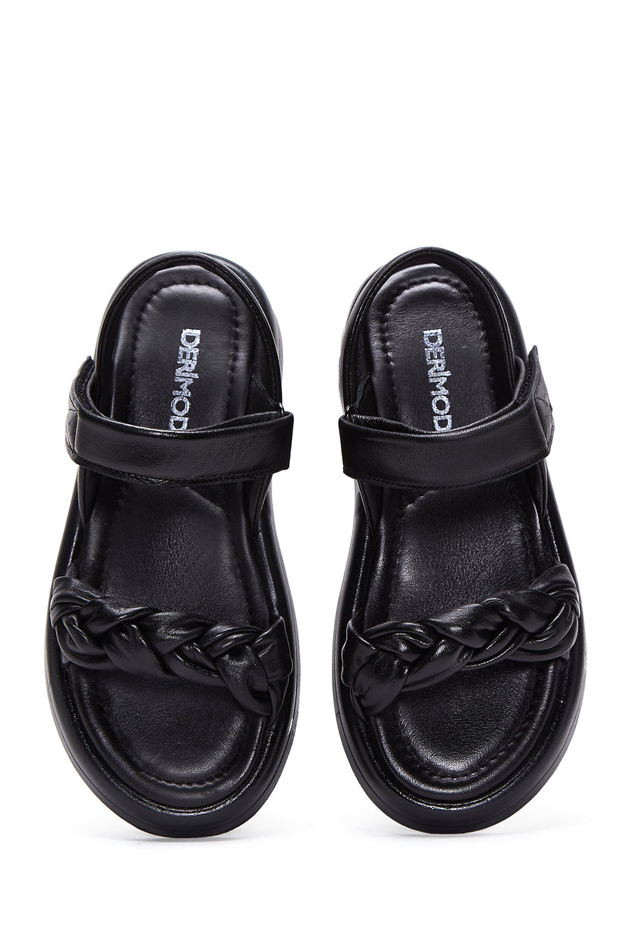 Women's Black Ankle Strap Leather Comfort Sandals