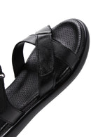 Kadın Siyah Çift Bantlı Deri Comfort Sandalet | Derimod