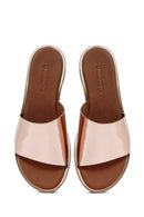 Women's Tan Leather Comfort Slippers | Derimod
