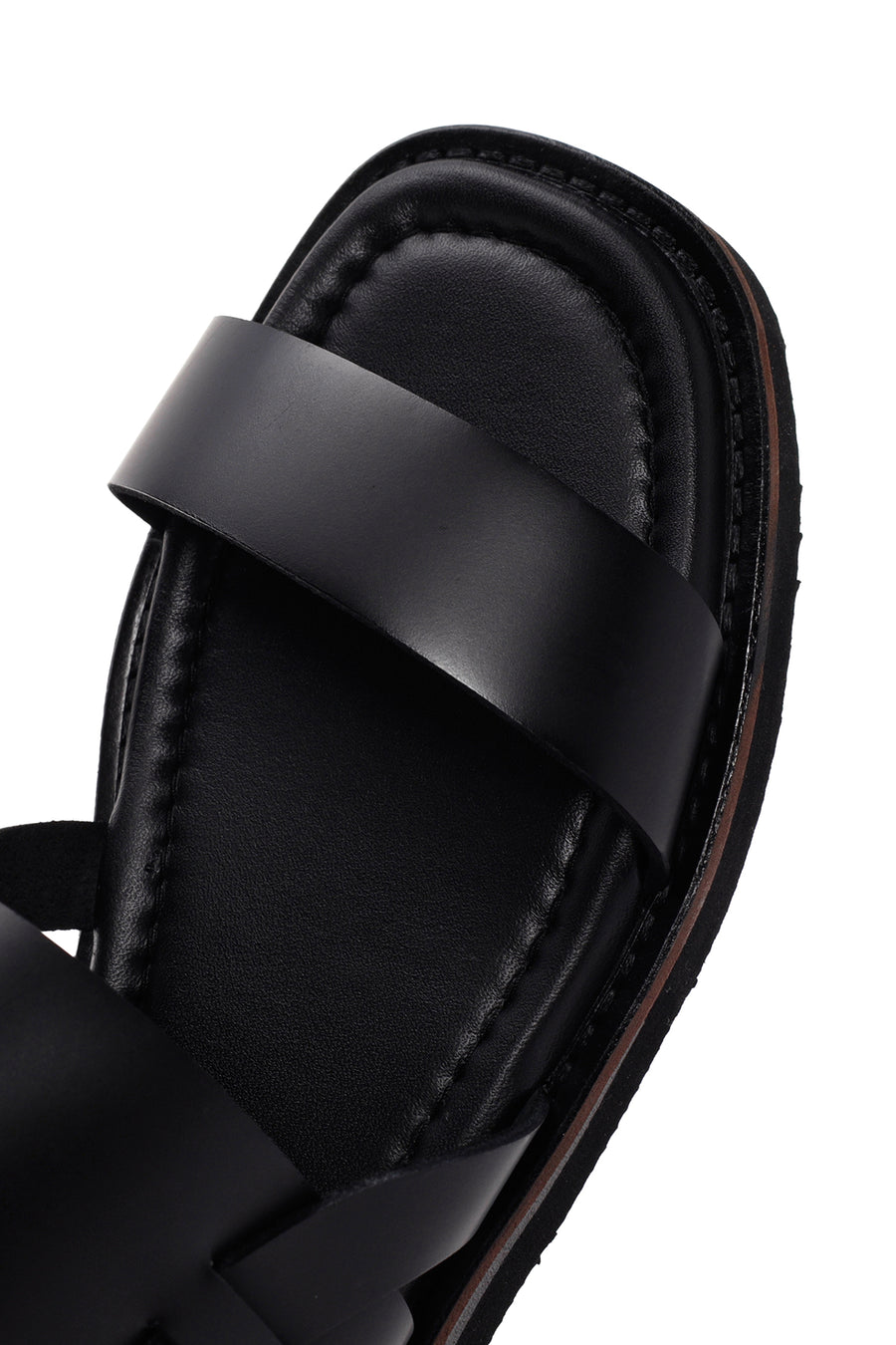 Women's Black Ankle Strap Leather Comfort Sandals
