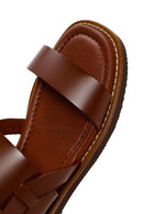Women's Tan Ankle Strap Leather Comfort Sandals | Derimod