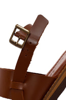 Women's Tan Ankle Strap Leather Comfort Sandals | Derimod