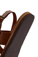 Women's Tan Ankle Strap Leather Comfort Sandals | Derimod