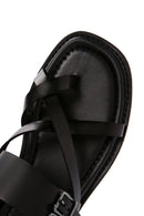 Women's Black Ankle Strap Flip Flop Leather Comfort Sandals | Derimod