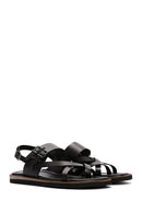 Women's Black Ankle Strap Flip Flop Leather Comfort Sandals | Derimod