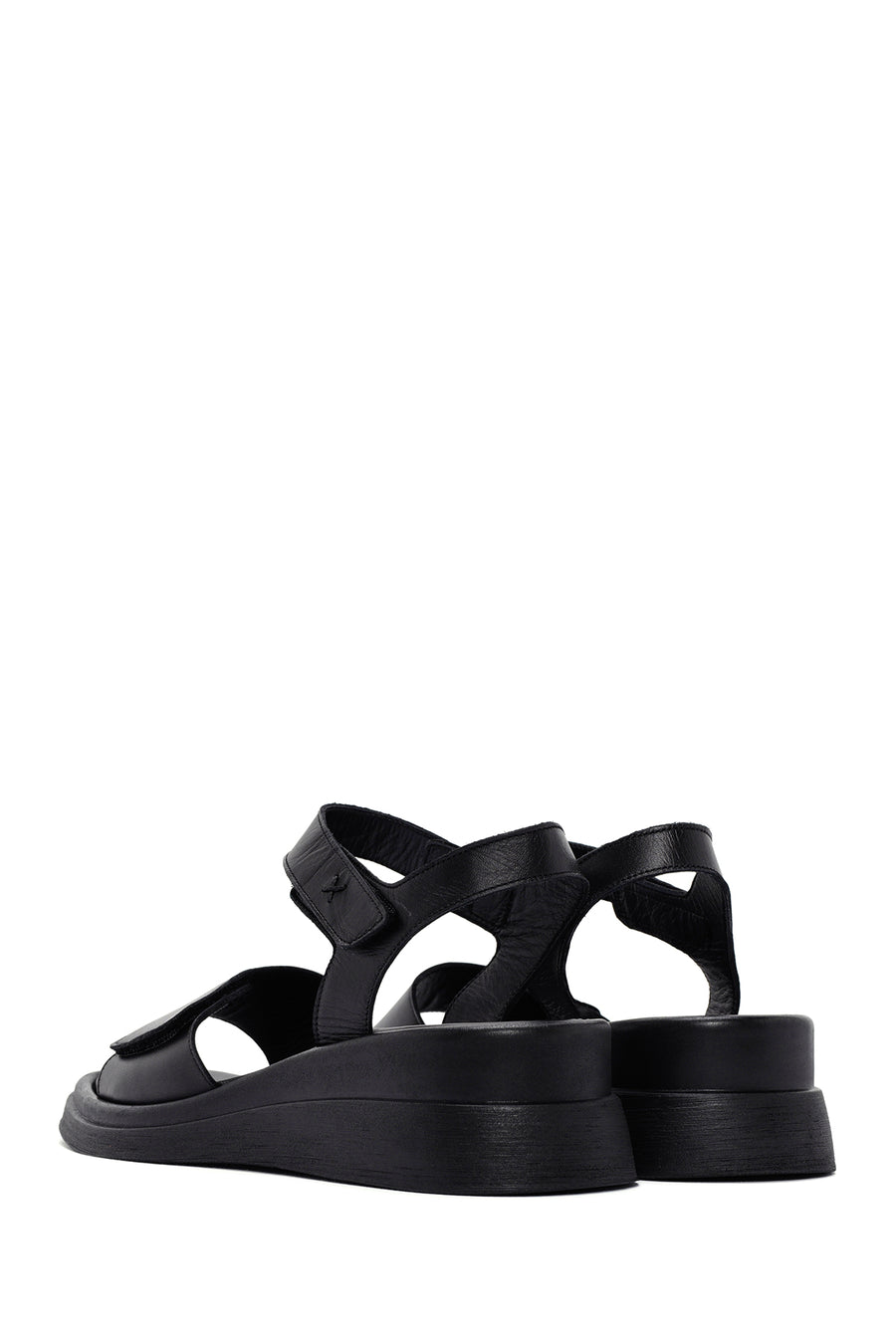 Women's Black Ankle Strap Leather Comfort Sandals