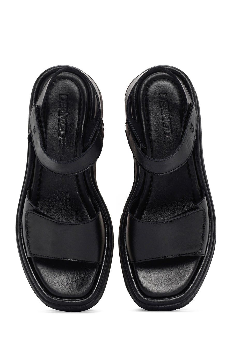Women's Black Ankle Strap Leather Comfort Sandals