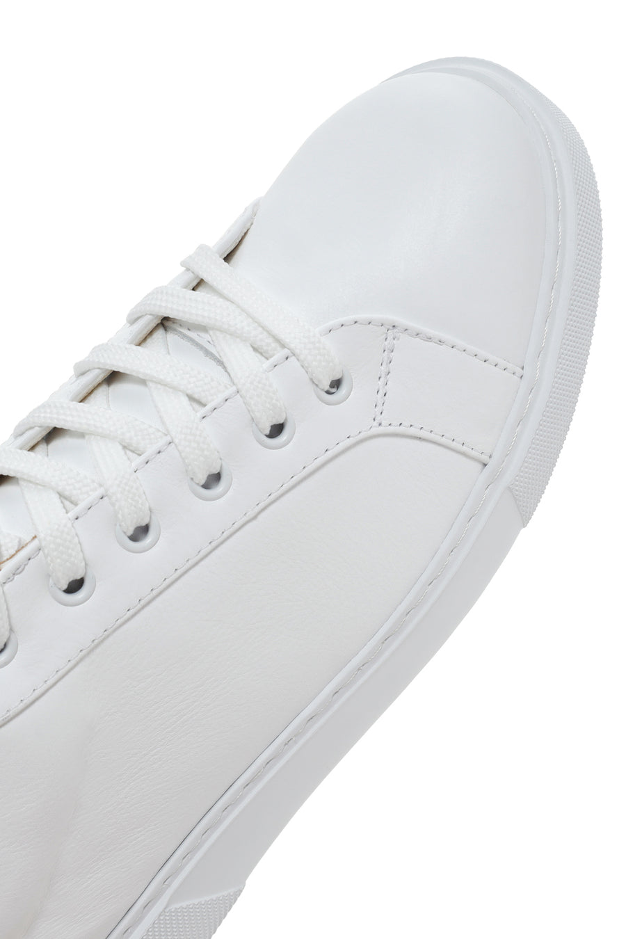 Women's White Lace-Up Leather Sneaker