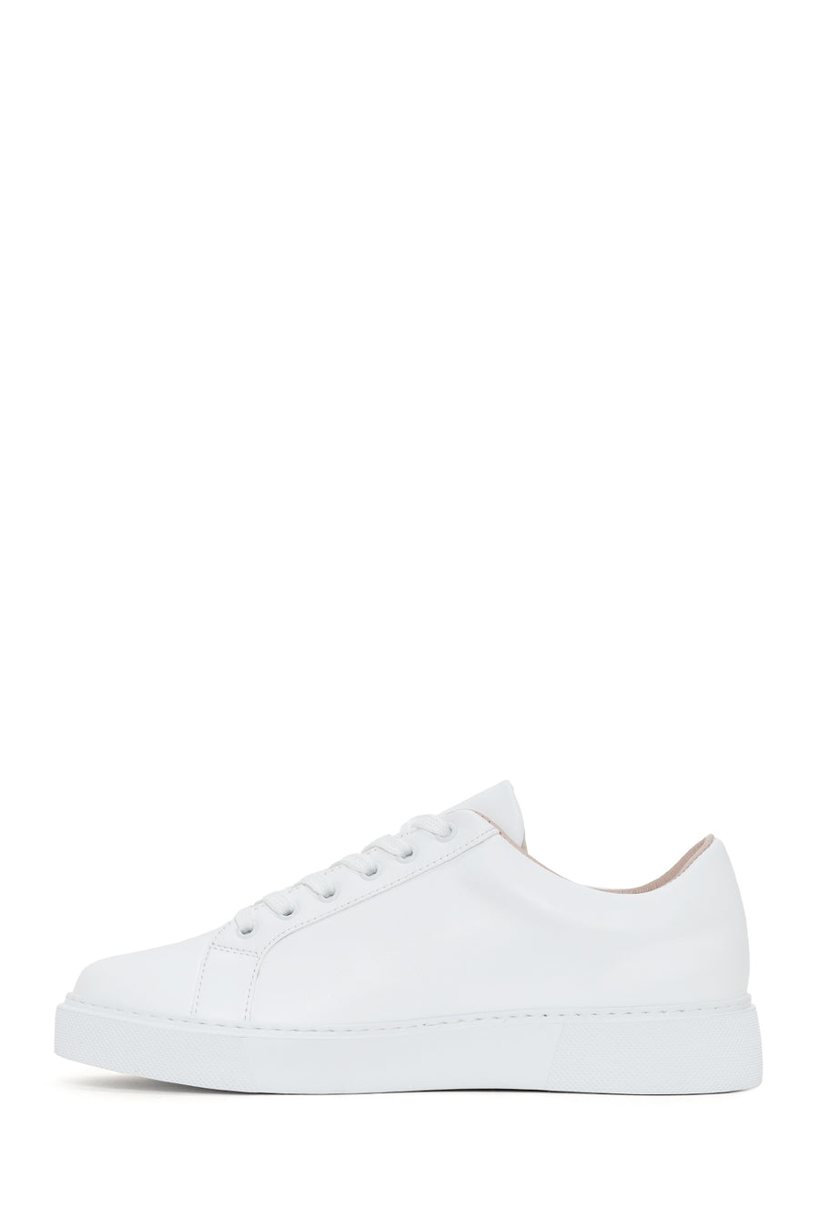 Women's White Lace-Up Leather Sneaker
