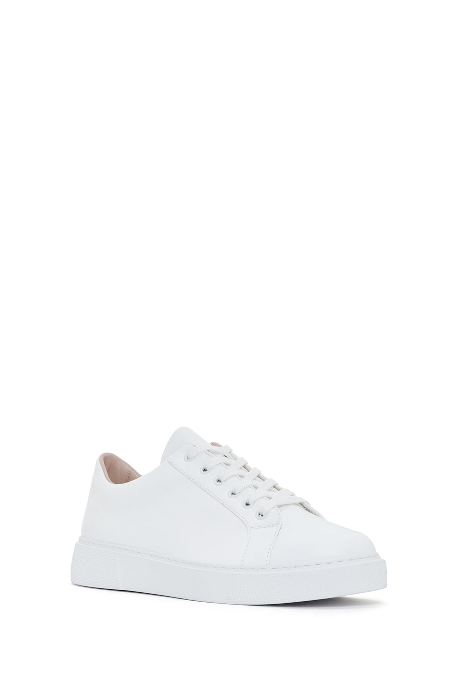 Women's White Lace-Up Leather Sneaker