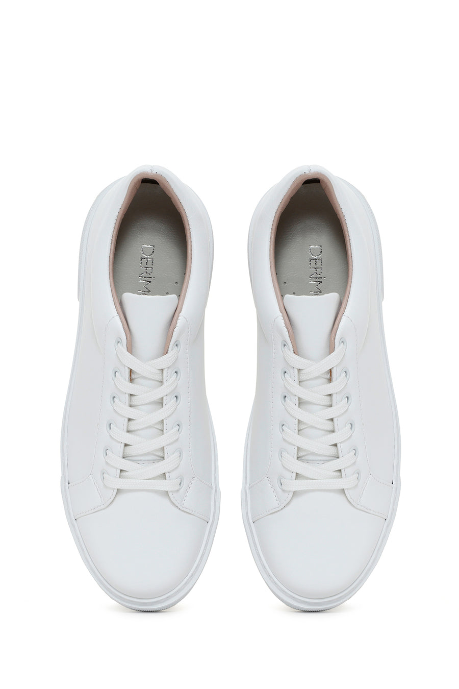 Women's White Lace-Up Leather Sneaker
