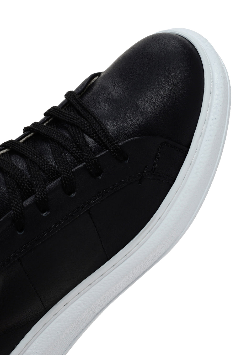 Kadın Siyah Bağcıklı Deri Sneaker