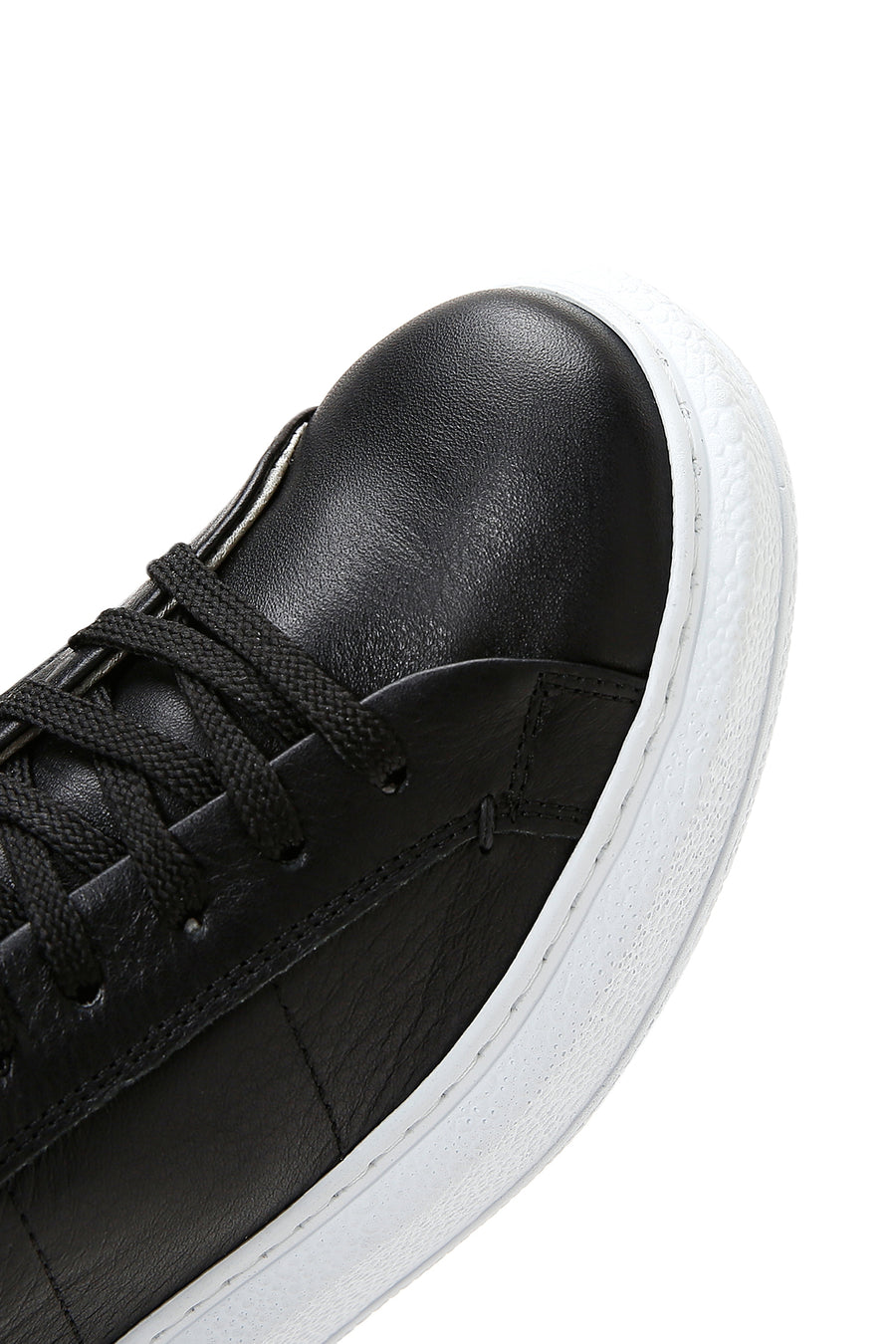 Kadın Siyah Bağcıklı Deri Sneaker