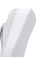 Women's Silver Thick Sole Side Zipper Leather Sneaker | Derimod