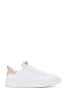 Women's White Laced Leather Sneaker with Accessory Detail | Derimod