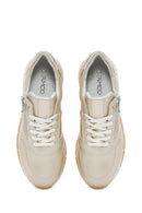 Kadın Altın Bağcıklı Yandan Fermuarlı Deri Sneaker | Derimod