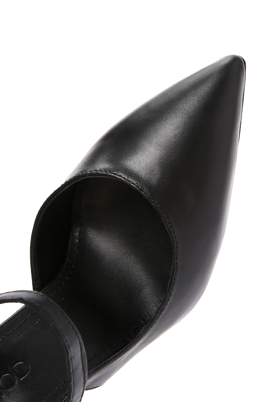 Women's Black Ankle Strap Thin Heeled Leather Shoes