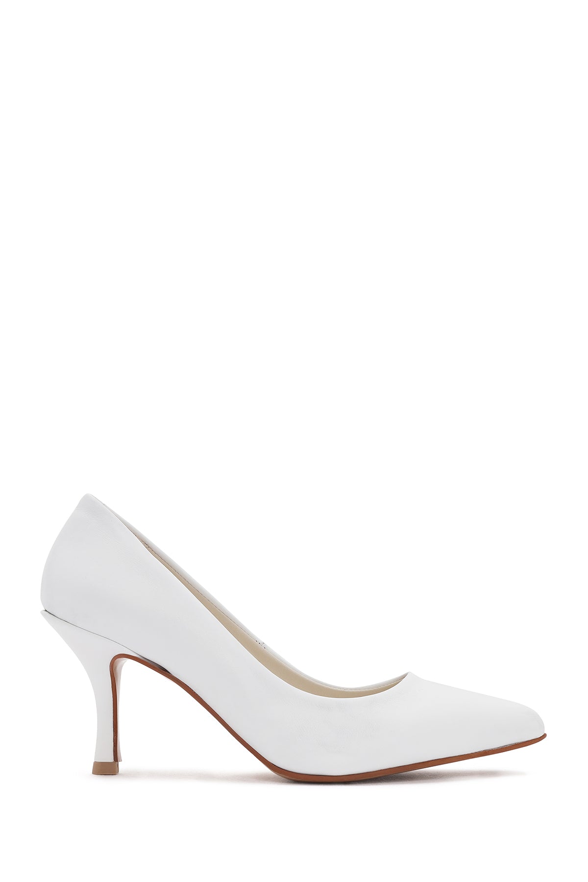 Women's White Thin Heeled Leather Stiletto 24SFD405218 | Derimod