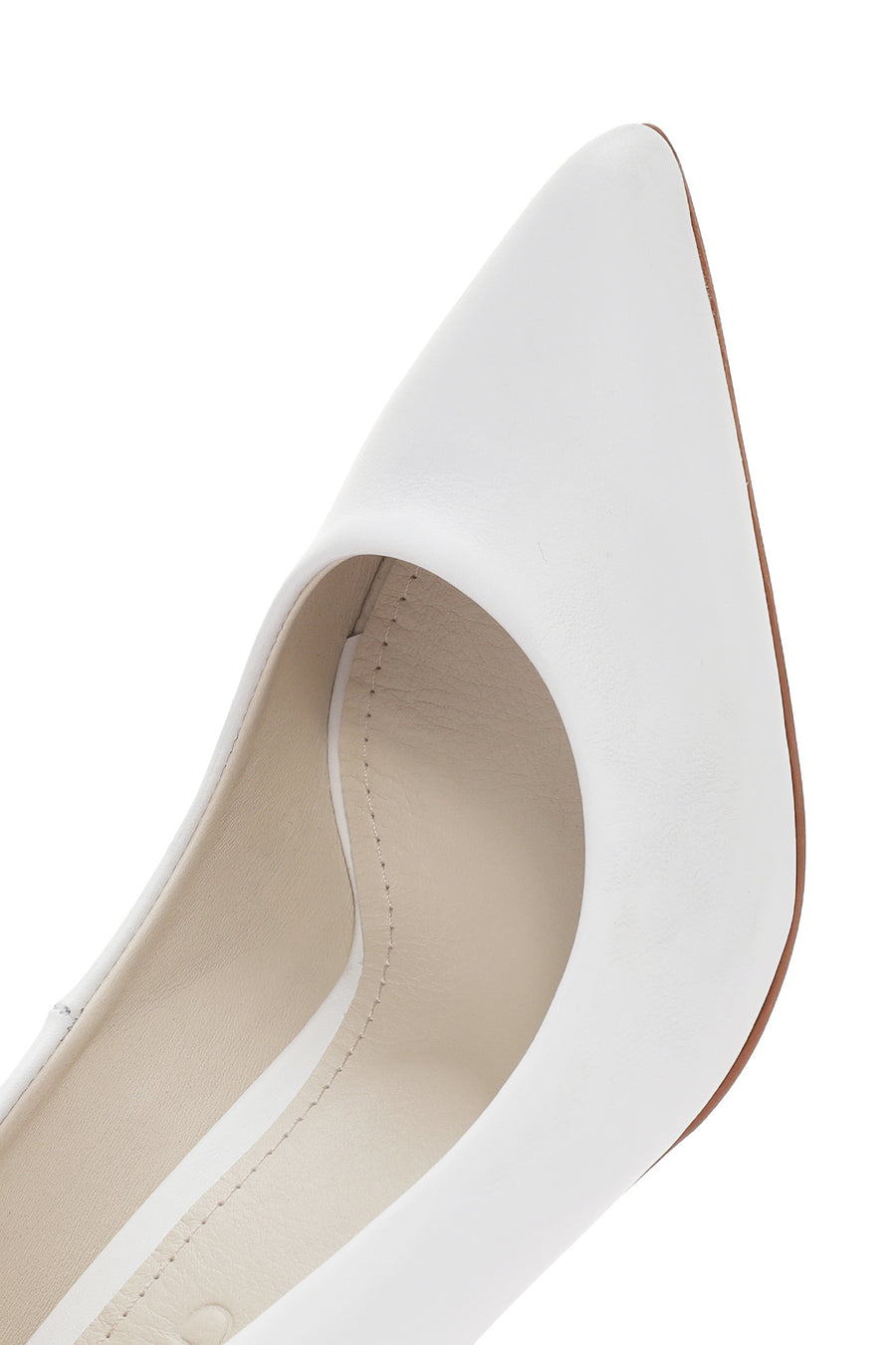 Women's White Thin Heeled Leather Stiletto
