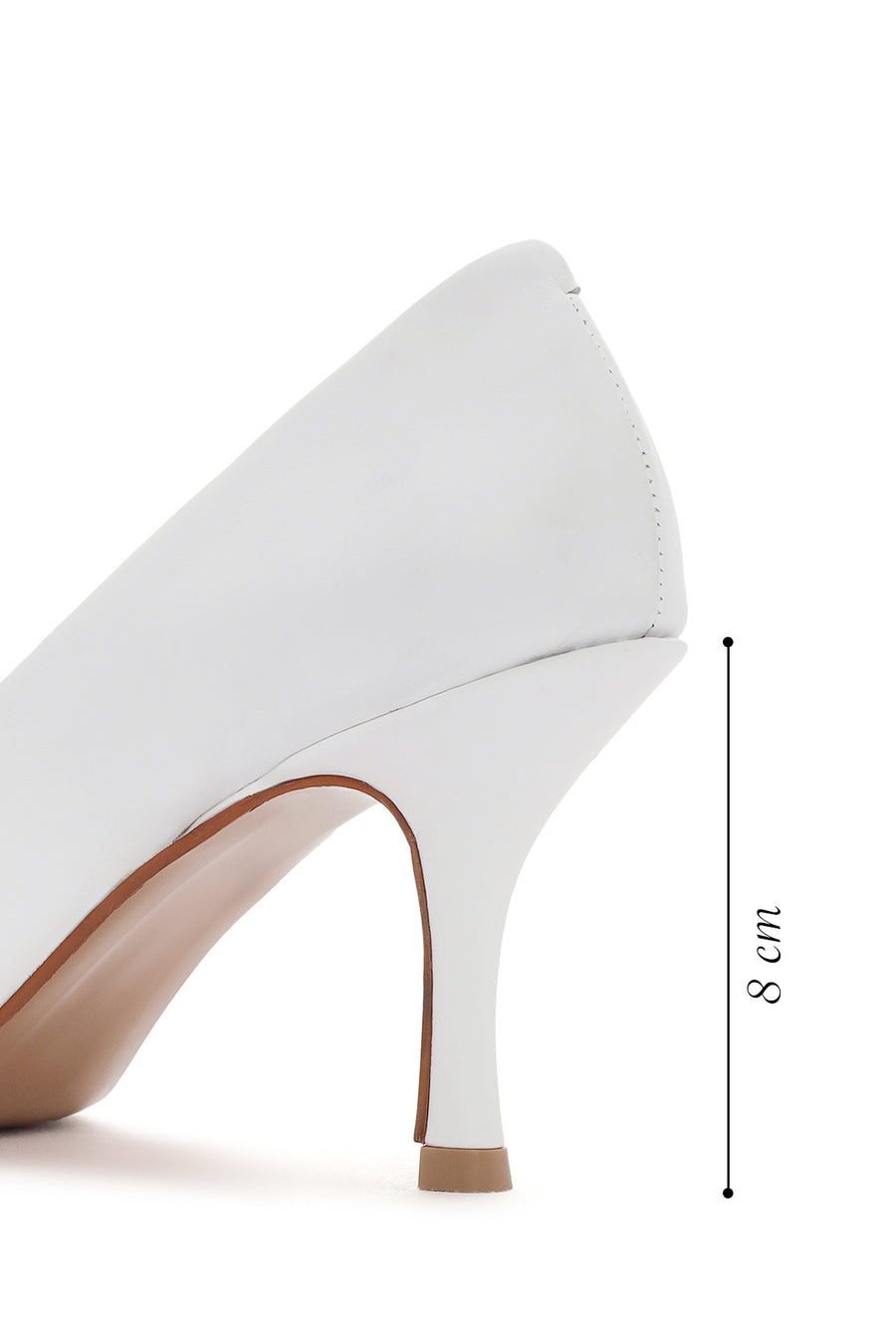 Women's White Thin Heeled Leather Stiletto