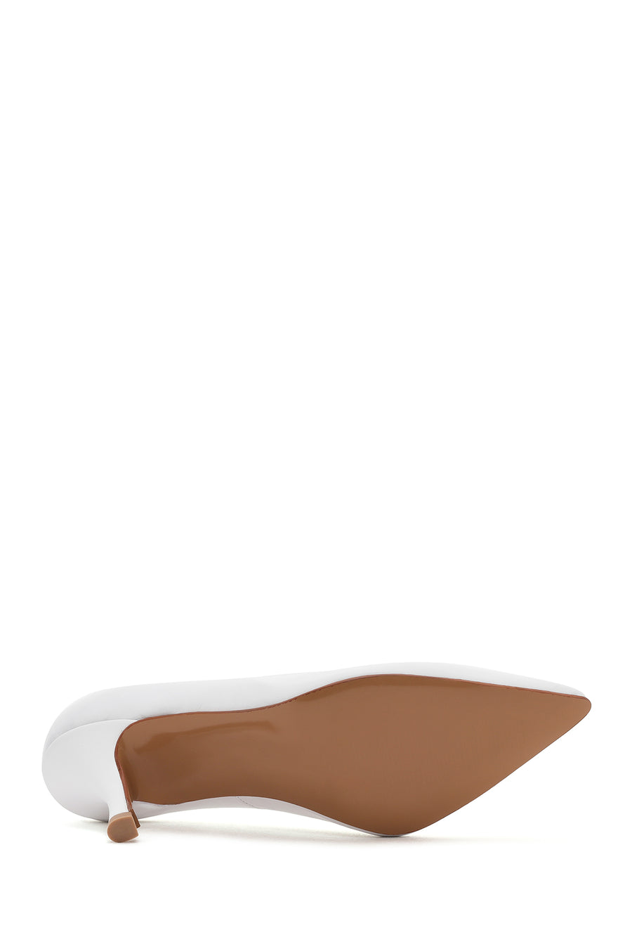 Women's White Thin Heeled Leather Stiletto
