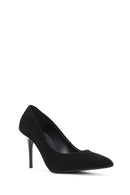Women's Black High Heel Suede Leather Stiletto | Derimod