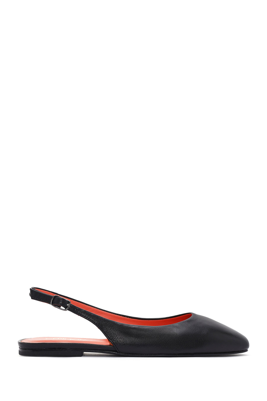 Women's Black Open Back Leather Ballerinas 24SFD405418 | Derimod