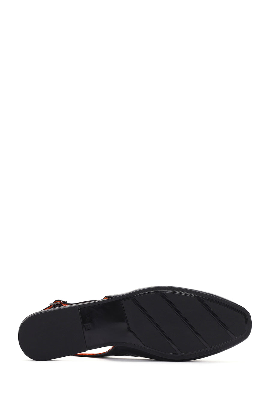 Women's Black Open Back Leather Ballerinas