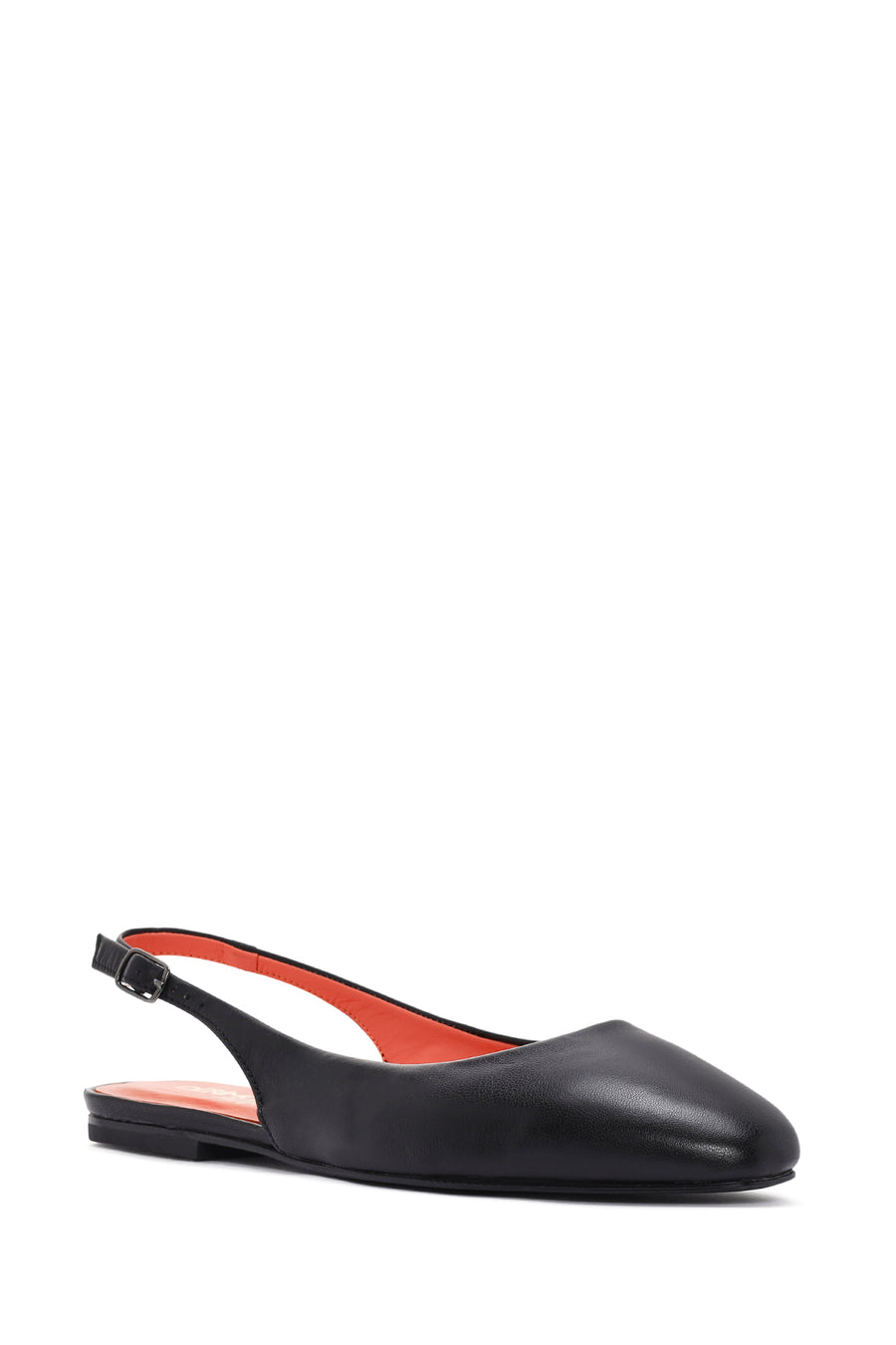 Women's Black Open Back Leather Ballerinas