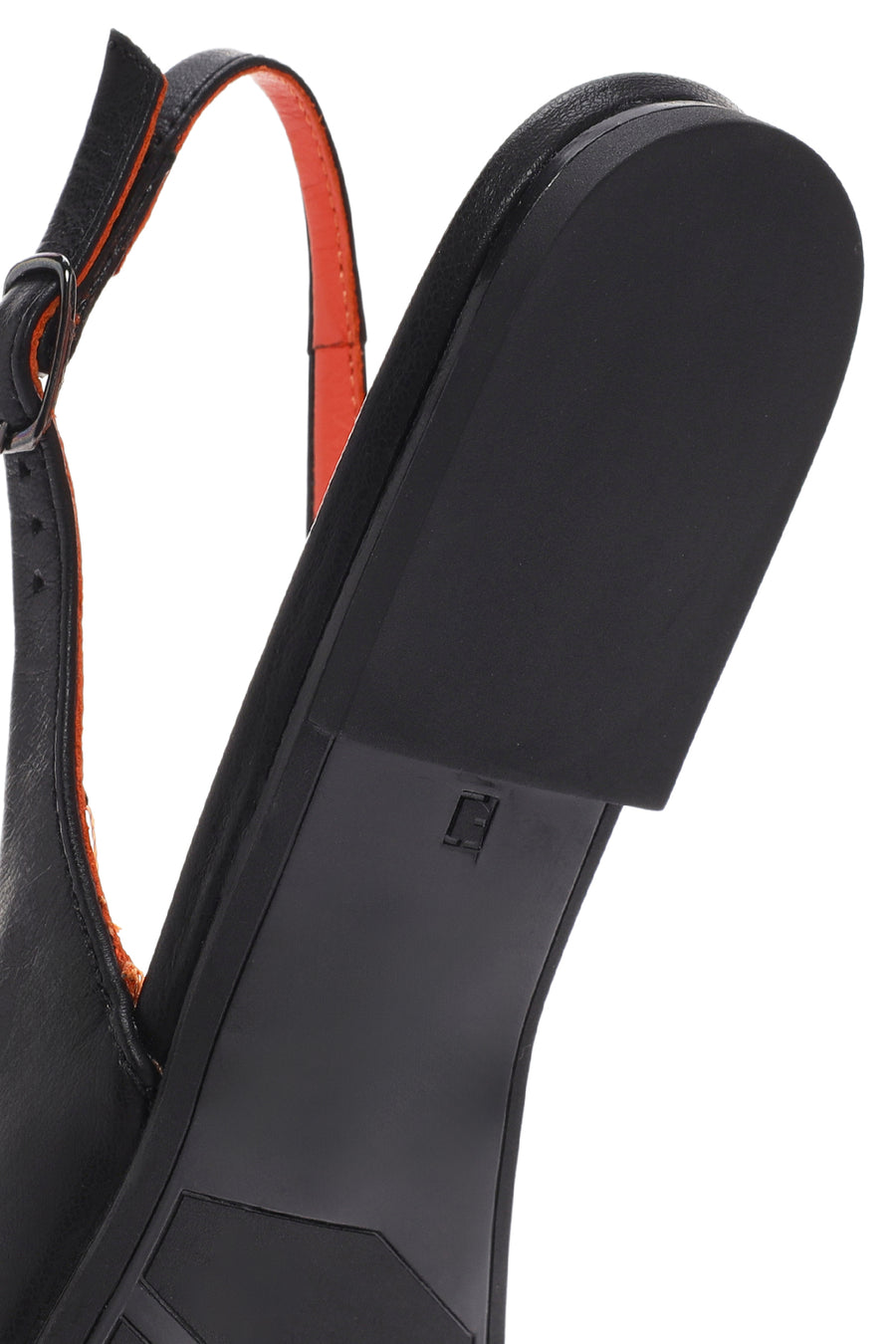 Women's Black Open Back Leather Ballerinas