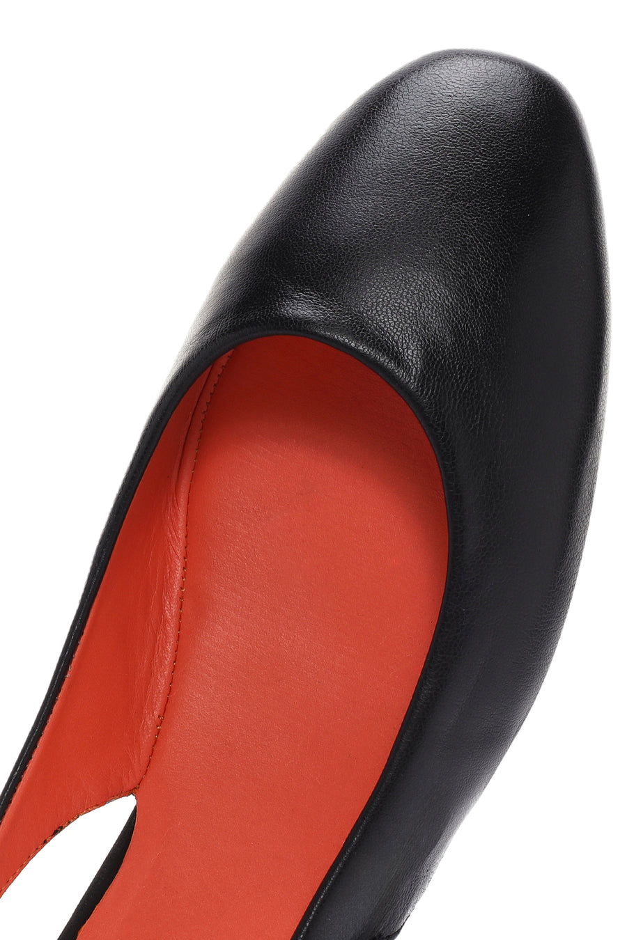 Women's Black Open Back Leather Ballerinas