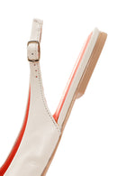 Women's Cream Open Back Leather Ballerinas | Derimod