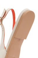 Women's Cream Open Back Leather Ballerinas | Derimod