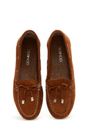 Women's Tan Suede Leather Loafer | Derimod