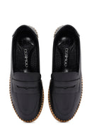 Women's Black Leather Comfort Loafer | Derimod