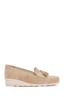 Women's Beige Leather Comfort Loafer | Derimod