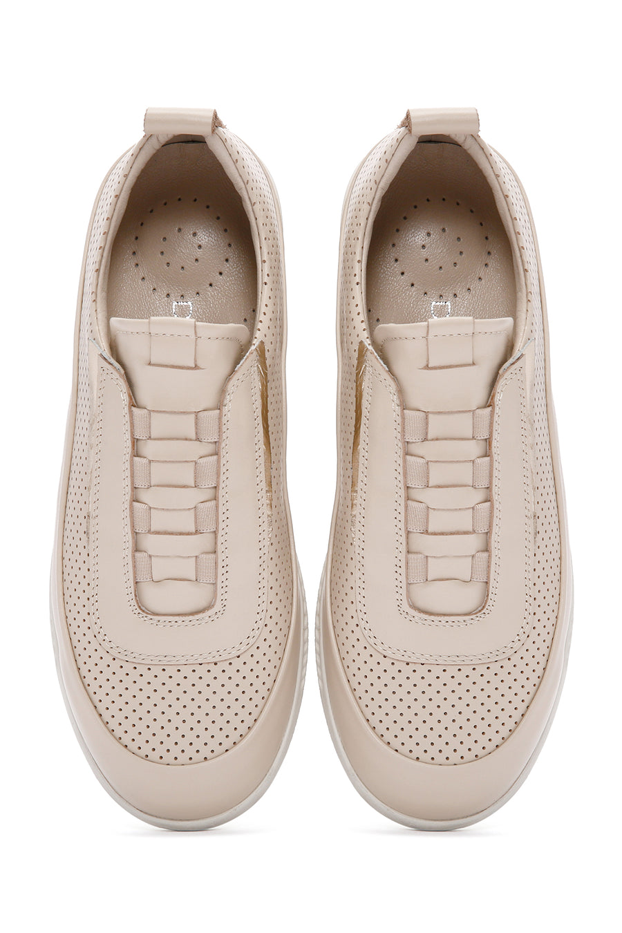 Women's Beige Lace-Up Leather Comfort Shoes