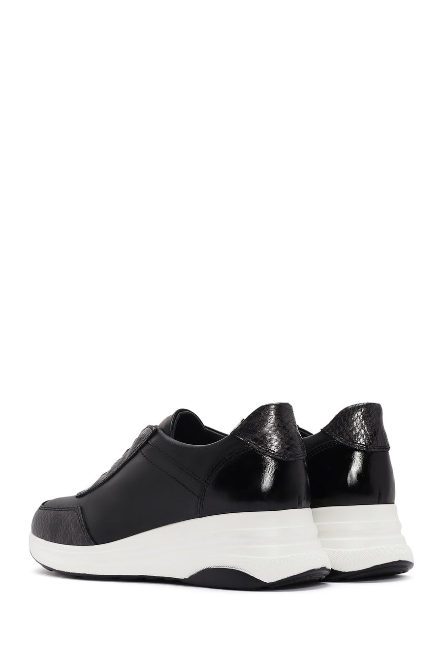 Kadın Siyah Kalın Tabanlı Deri Sneaker