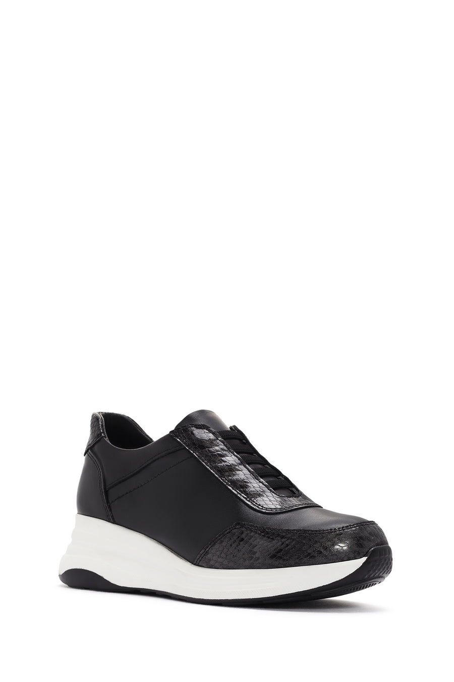 Kadın Siyah Kalın Tabanlı Deri Sneaker