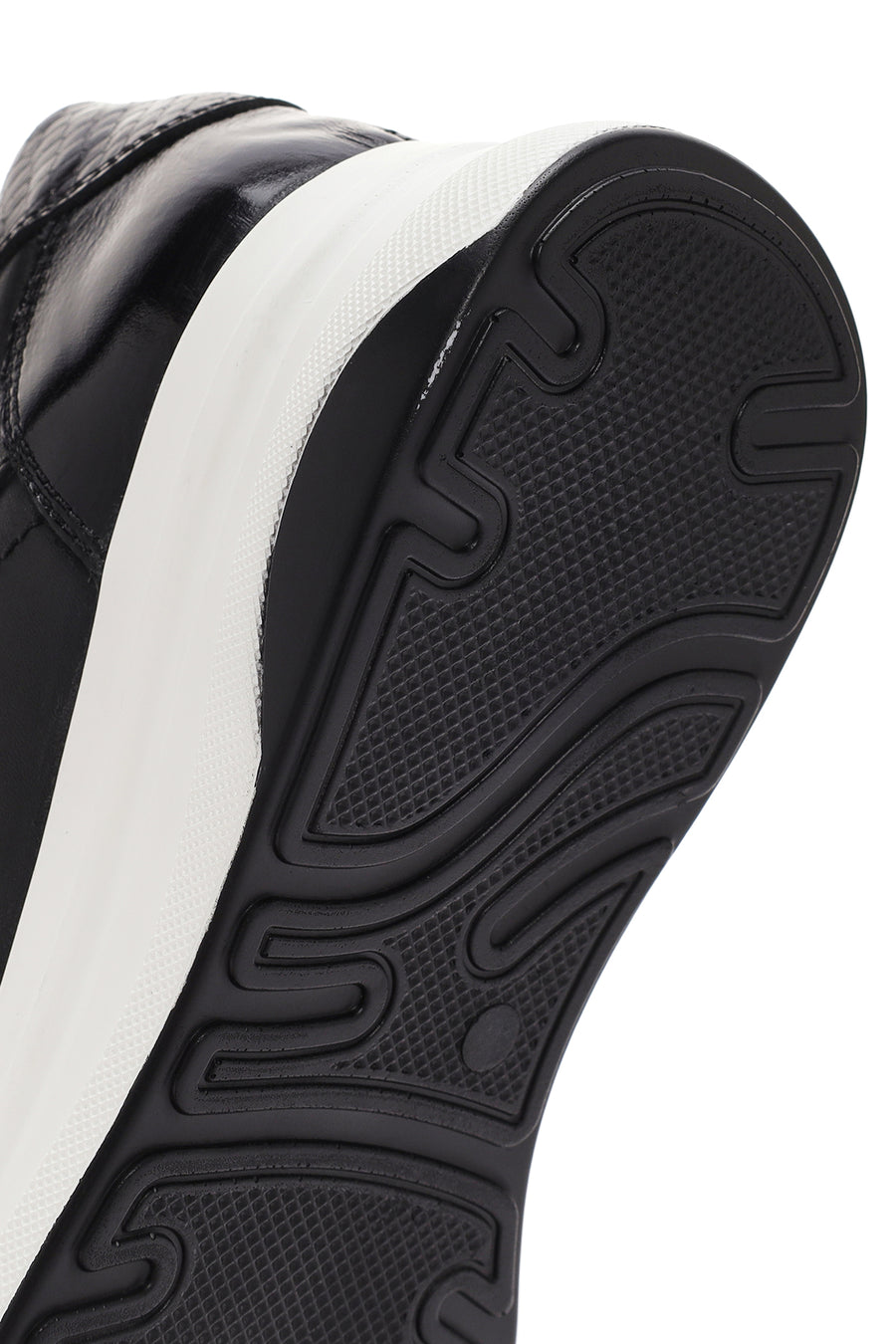Kadın Siyah Kalın Tabanlı Deri Sneaker