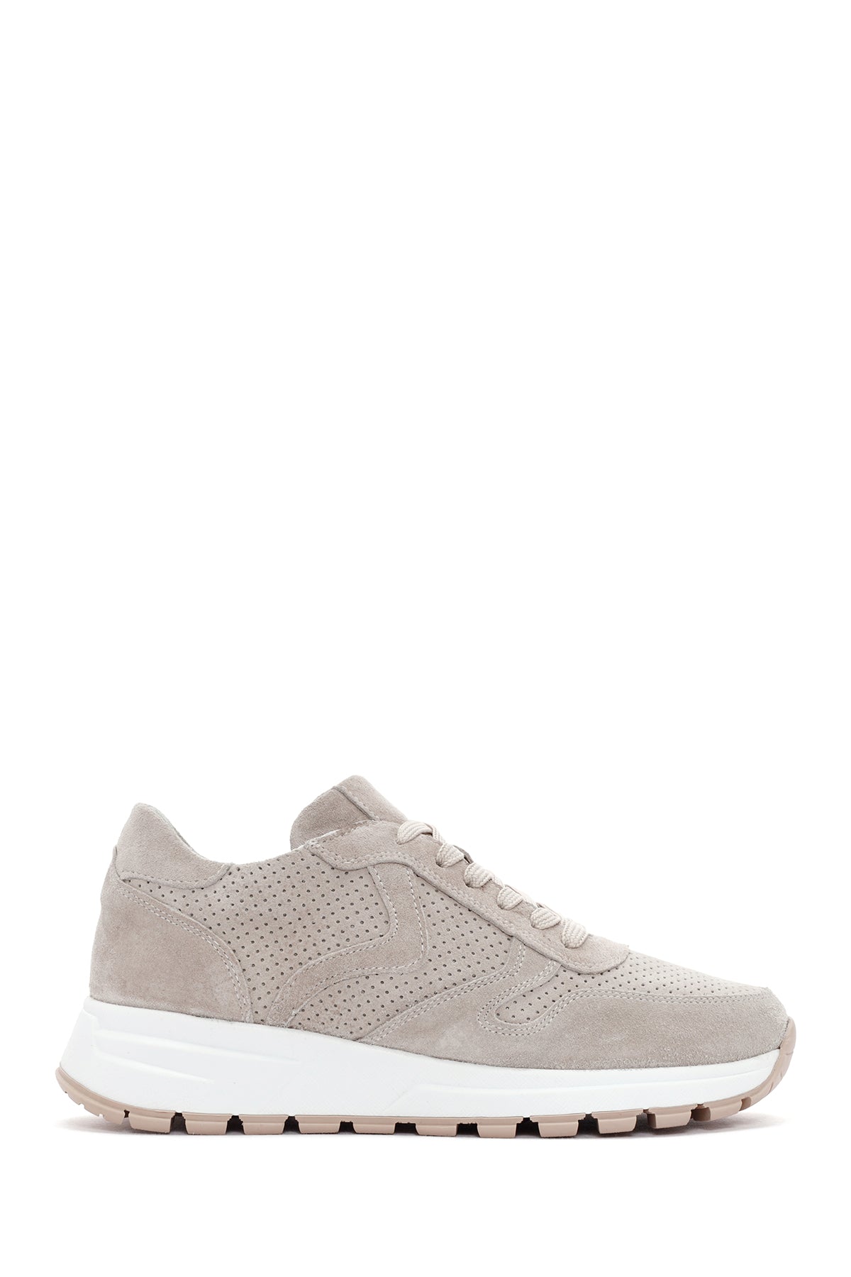 Women's Beige Lace-Up Suede Leather Sneaker 24SFD420010 | Derimod