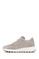 Women's Beige Lace-Up Suede Leather Sneaker | Derimod