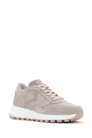 Women's Beige Lace-Up Suede Leather Sneaker | Derimod