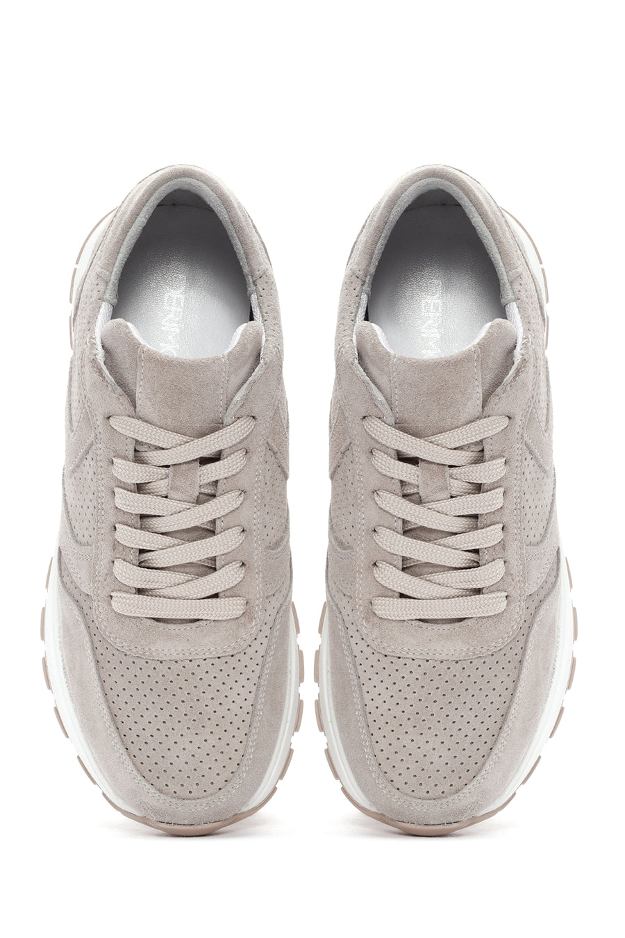 Kadın Bej Bağcıklı Süet Deri Sneaker