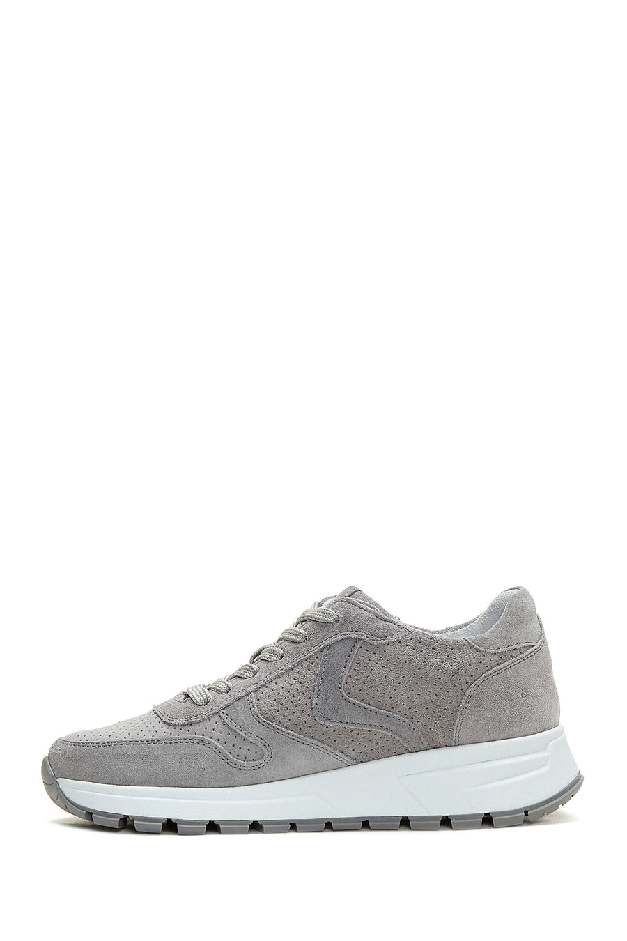 Kadın Gri Bağcıklı Süet Deri Sneaker