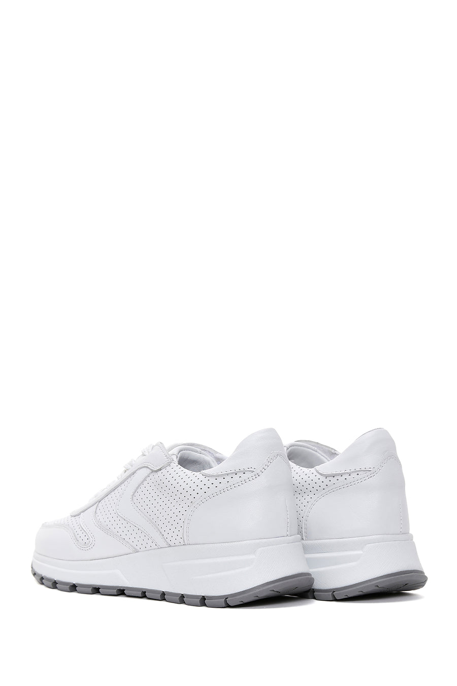 Kadın Beyaz Bağcıklı Deri Sneaker