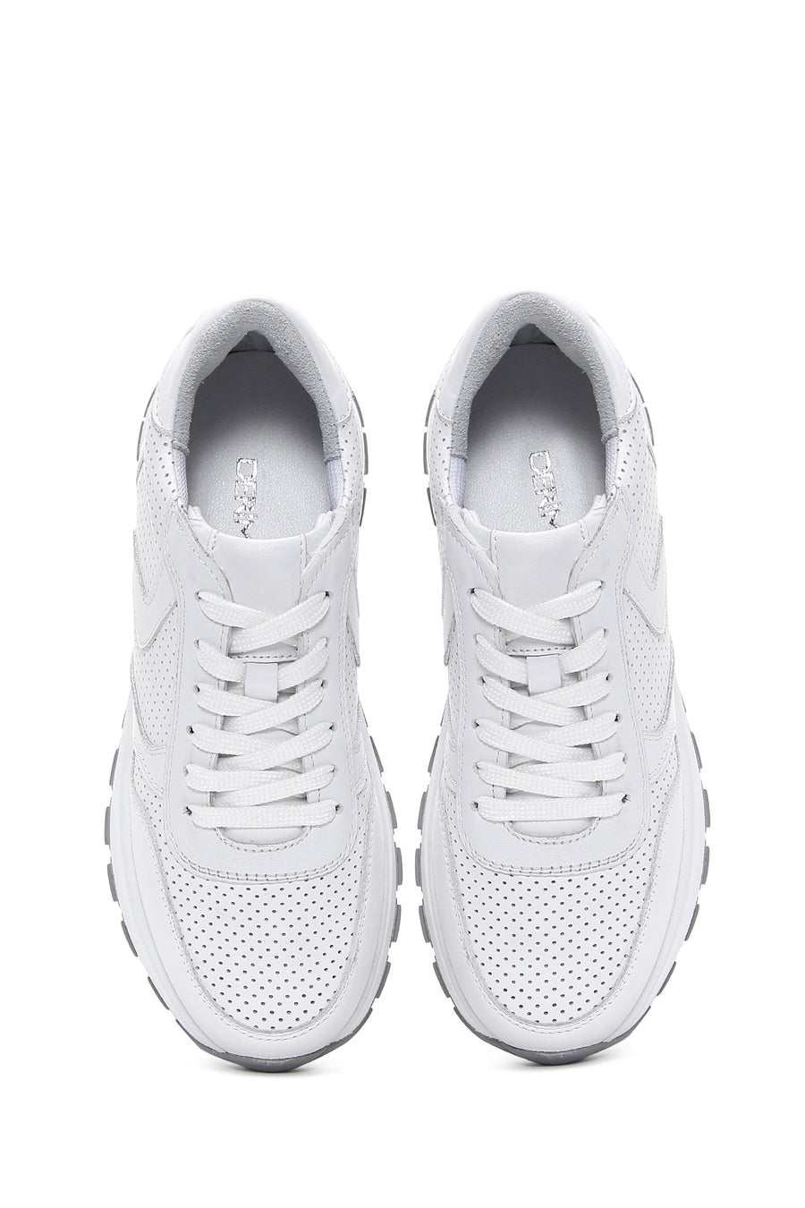 Kadın Beyaz Bağcıklı Deri Sneaker