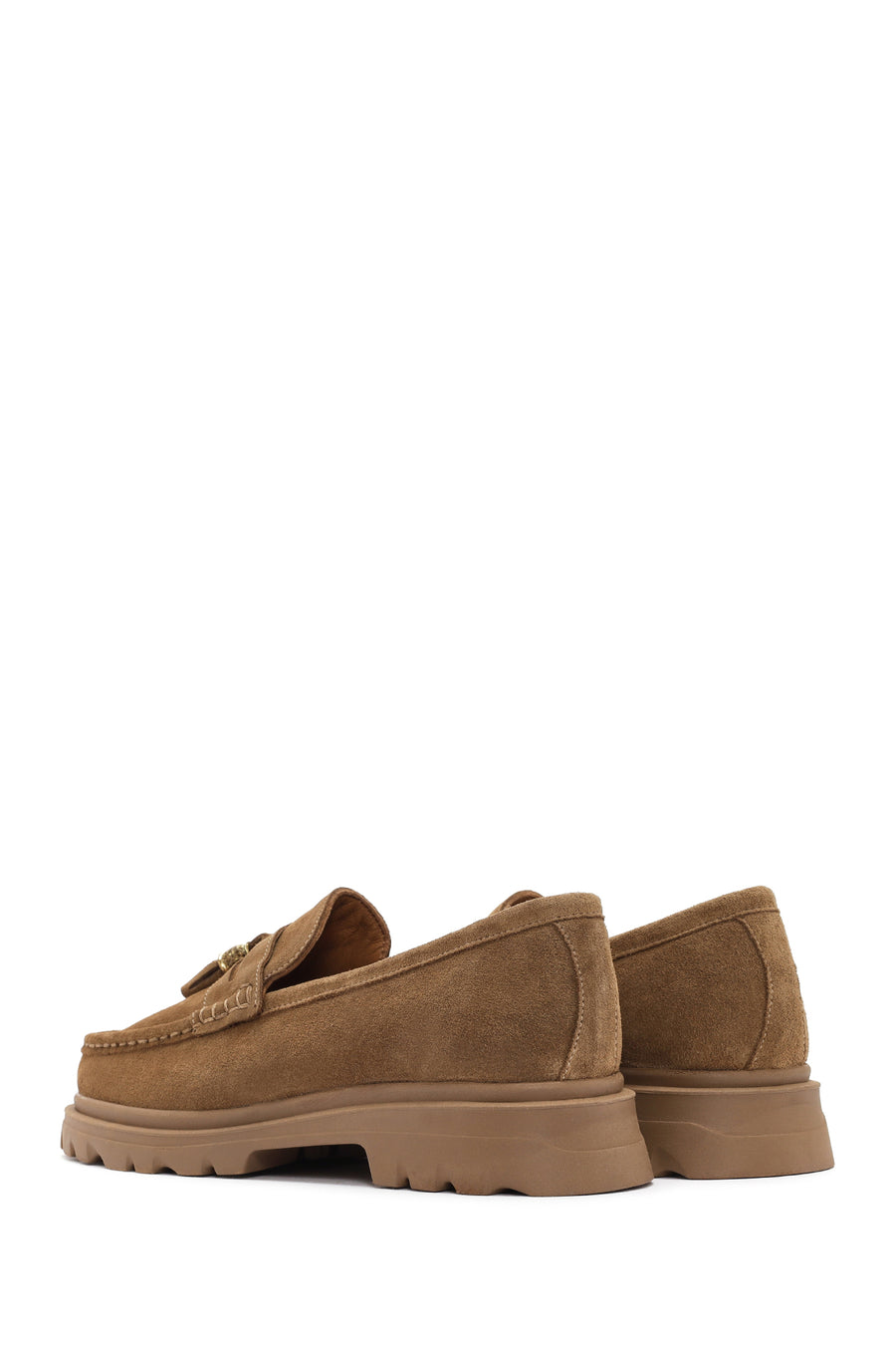 Kadın Taba Süet Deri Maskülen Loafer
