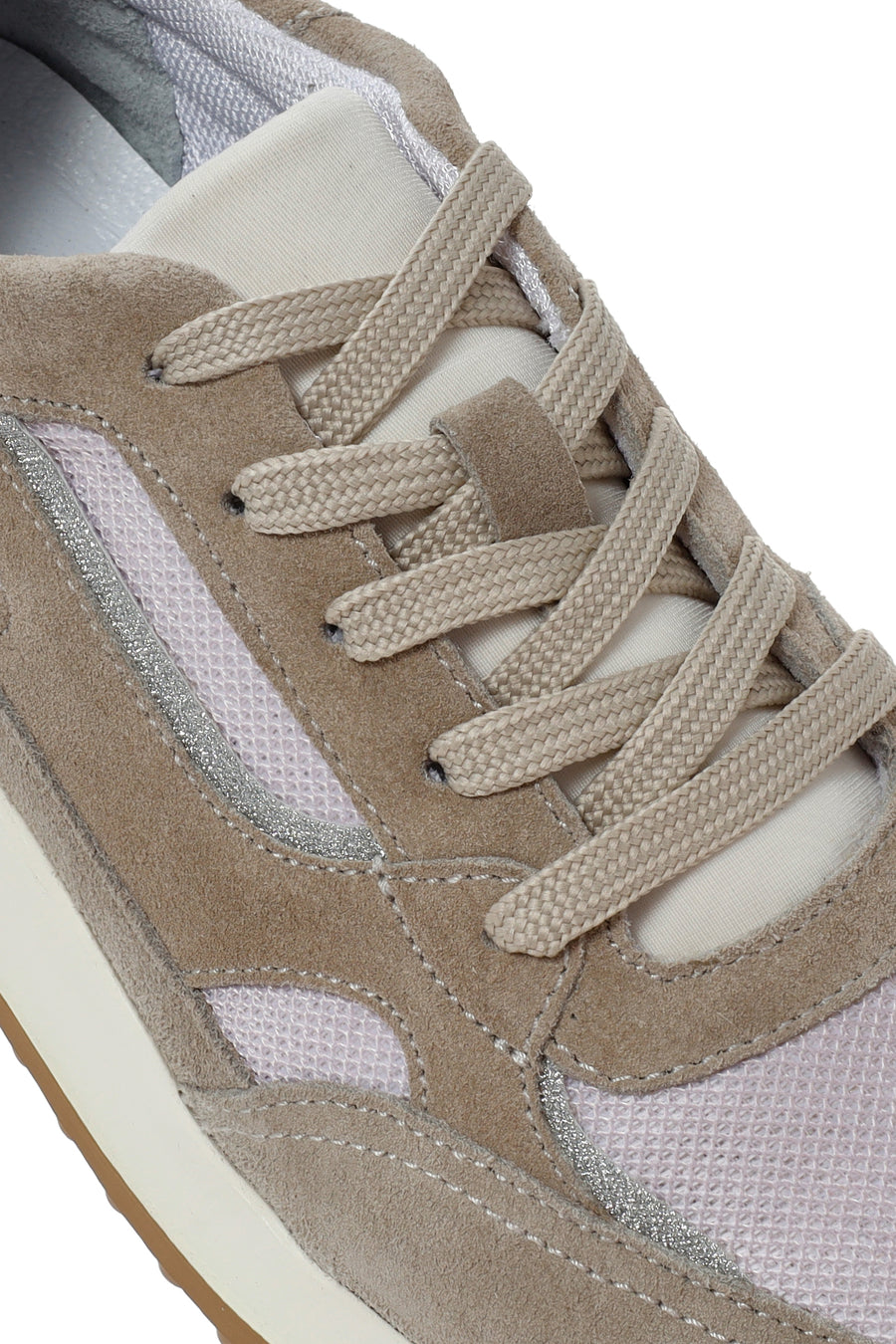Kadın Bej Bağcıklı Süet Deri Sneaker